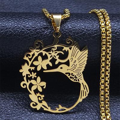 Bird Flower Chain Necklace for Women Men Animal Pendant Jewelry Accessories