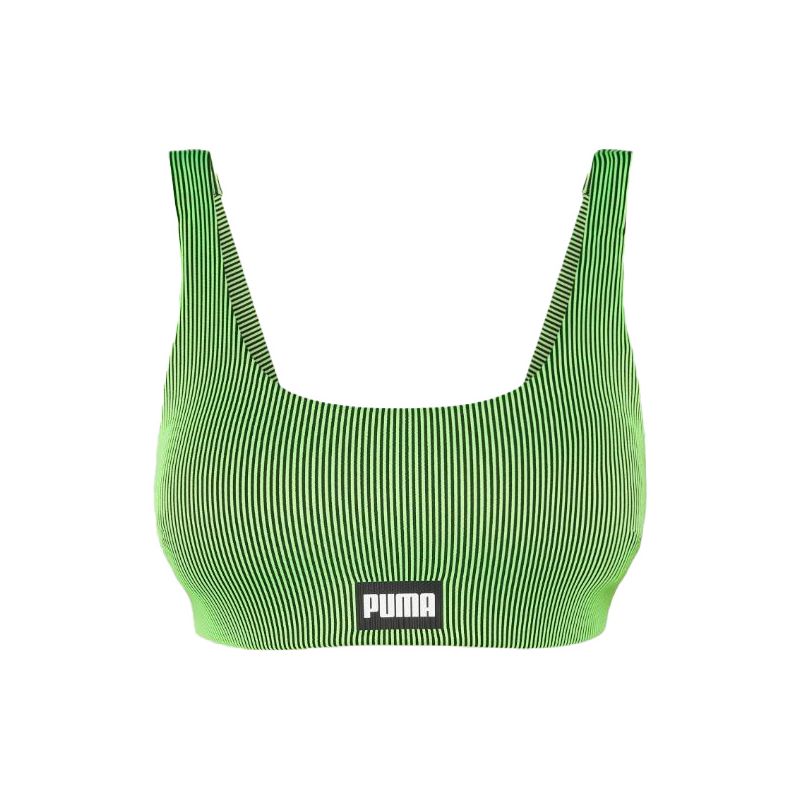 Haut de maillot de bain green black brassire rayures vert fluo Femme PUMA XS 2994₽