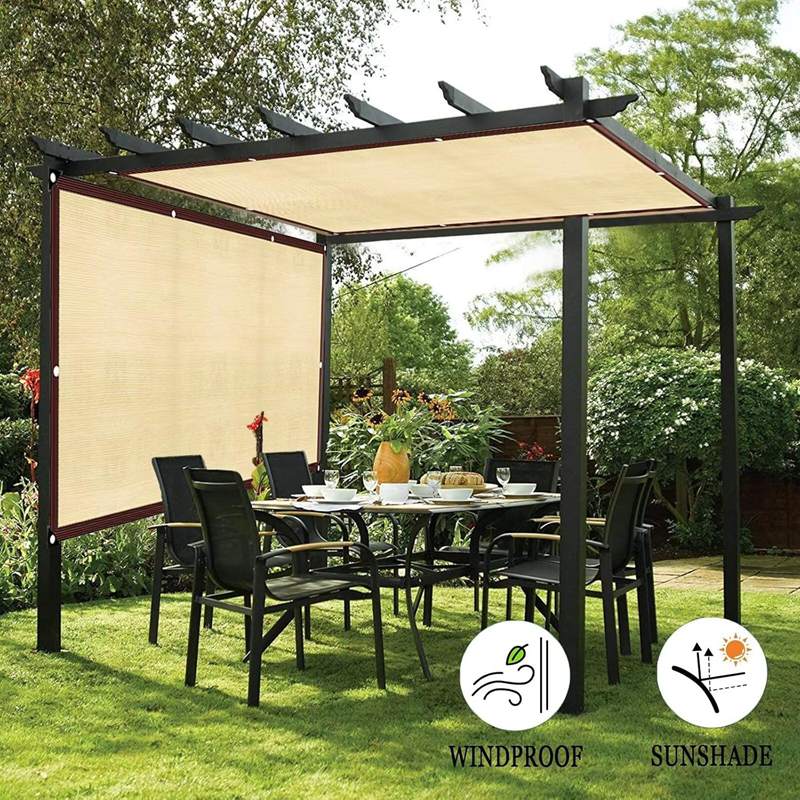 Outdoor Anti-UV Khaki HDPE 150GSM Sunshade Sun Protection Net Garden Plant Shed Garden Buildings Sun Shelter Gazebo Awning