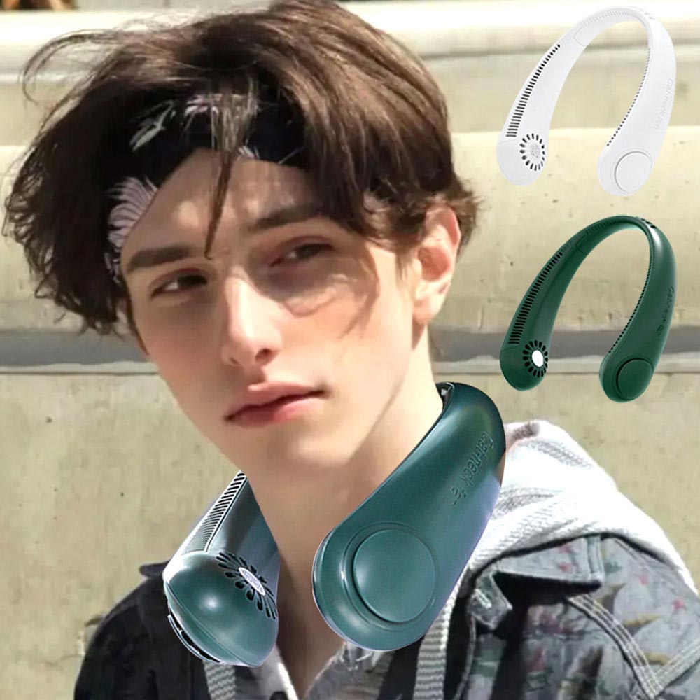 Ventilator de gât USB fără pale Ventilator portabil de răcire a aerului 3 niveluri Viteză vânt Reîncărcabil Silențios Ventilator sport cu guler.