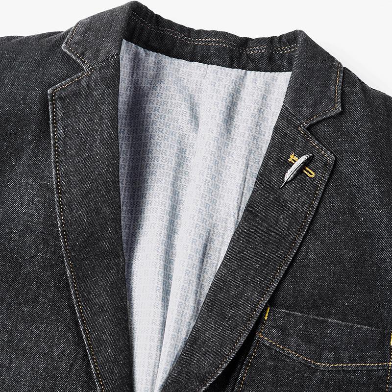 M-4XL Blazer en Jean Veste Homme Coton Automne Printemps Mode Vêtements Homme Coupe Ajustée Manteaux Jean Business Costumes Décontractés Homme