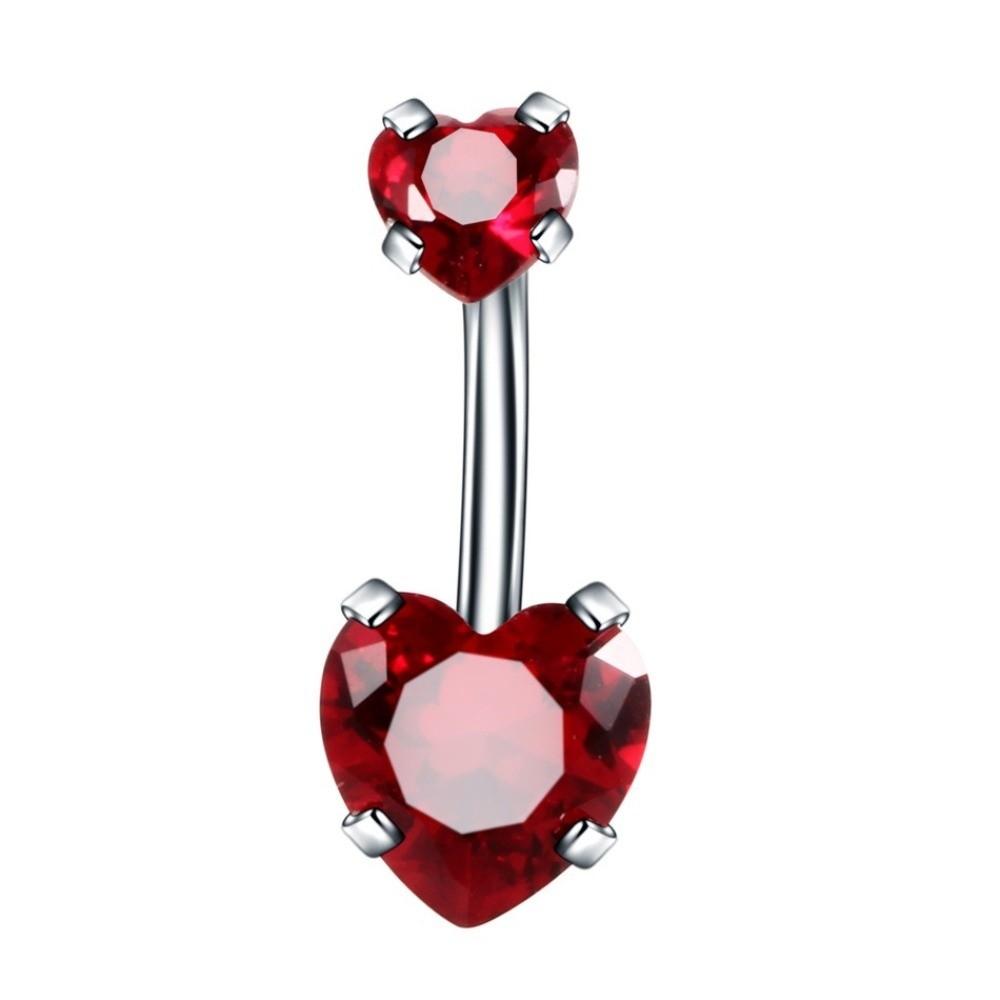 Heart Shape Belly Button Rings Crystal Silver Body Jewelry Navel Piercing for Party Decoration