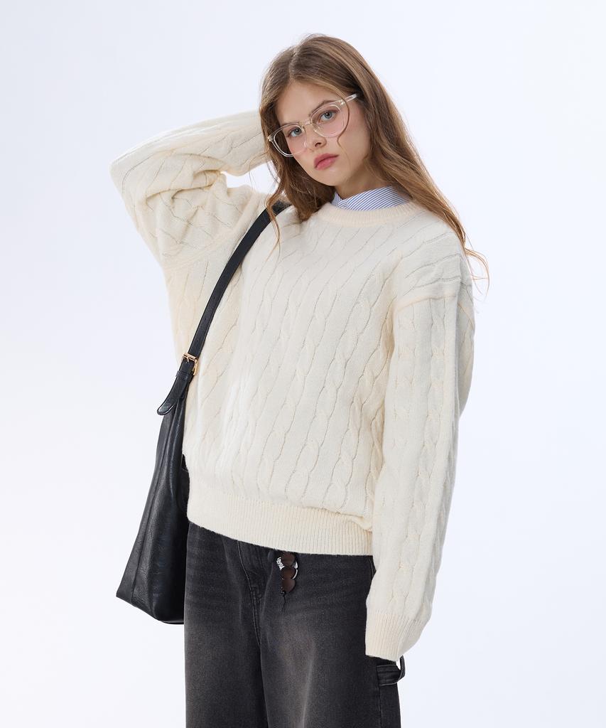 Yosemiti Cable Knit Ivory Ykm-105