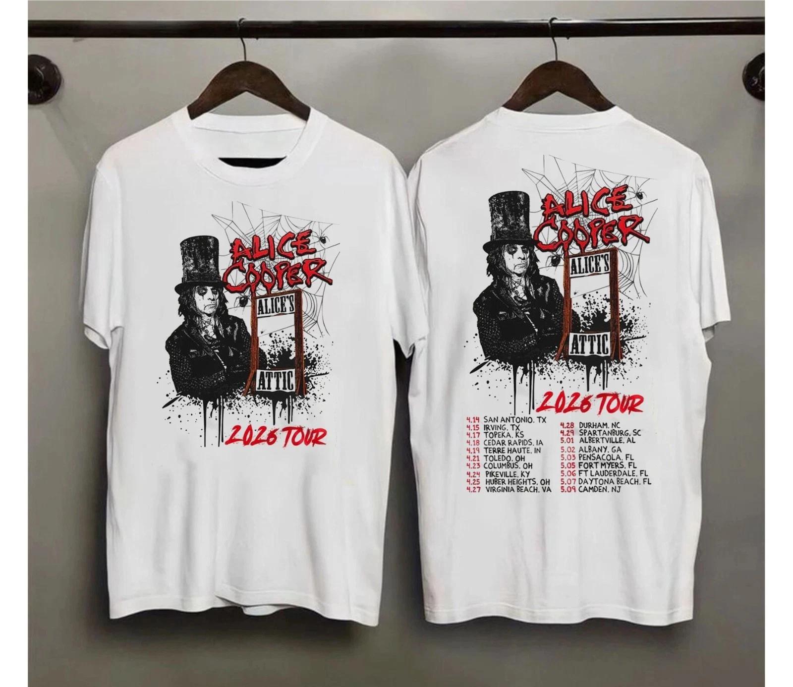 Alice Cooper s 2026  Alice s Attic  Tour T-shirt, Daily Outdoor Retro Printed T-shirt for Both Male and Female Fans - Men s S... S