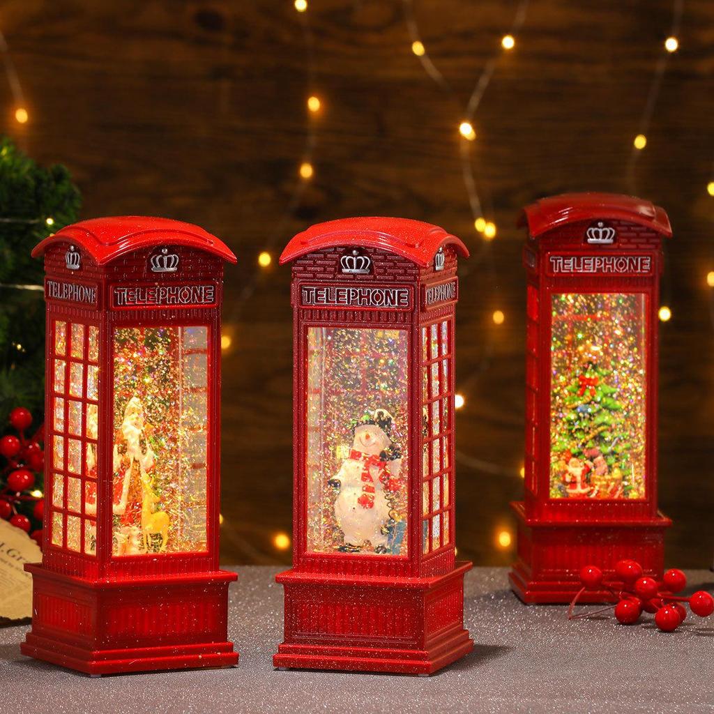 Musikalische Weihnachtsdekorationen mit Licht in verschiedenen Stilen: Telefonzelle & Orkan-Öllampen