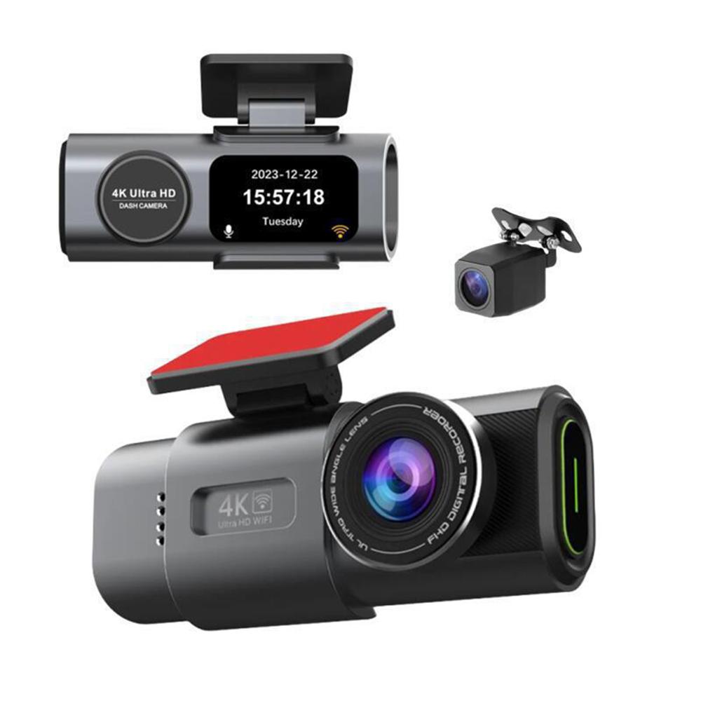4K+1080P Front and Rear Driving Recorder Super Night Vision HD Dash Cam with Screen for Cars 2.4G WiFi Dash Camera Loop Recording Car Recorder