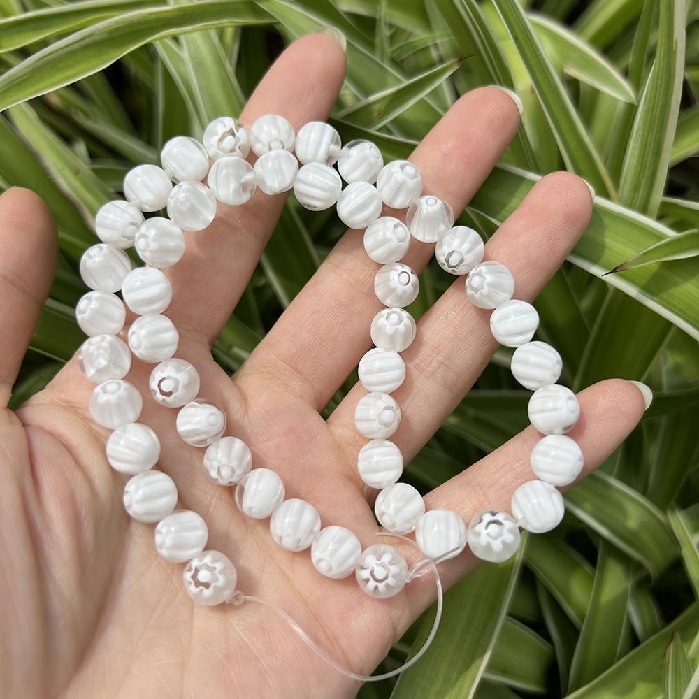 Millefiori Glasperlen 8mm - Rund, Einzelblume, Lose Perlen für DIY Schmuck