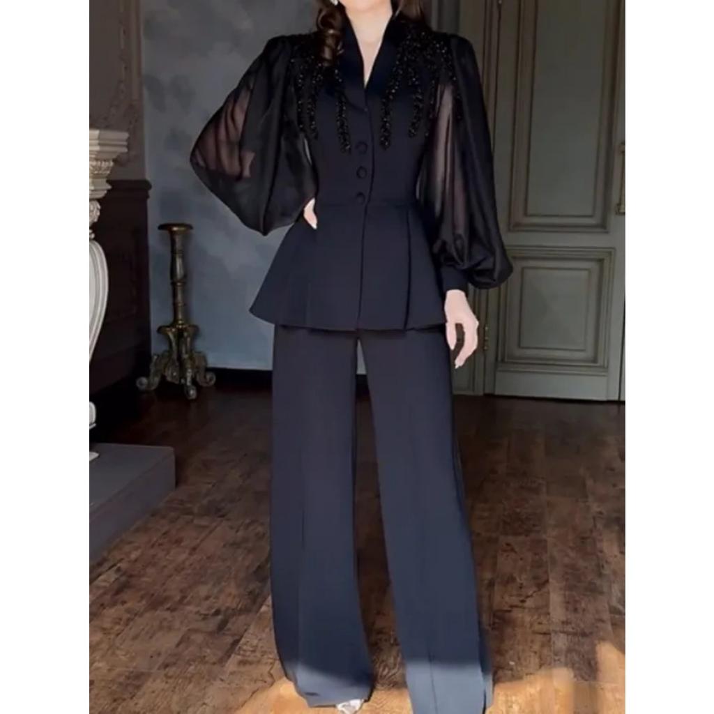 Spring Summer Women's Sexy Rhinestone Two-Piece Jumpsuit, Elegant Outfit for European American, Crossborder Casual Party Jumpsuit