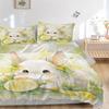 3pcs Lemons and Small Animal Bedding Set, Including 1 Quilt Cover and 2 Pillow Shams, Without Filling, Soft and Comfortable Home Bedroom Fab