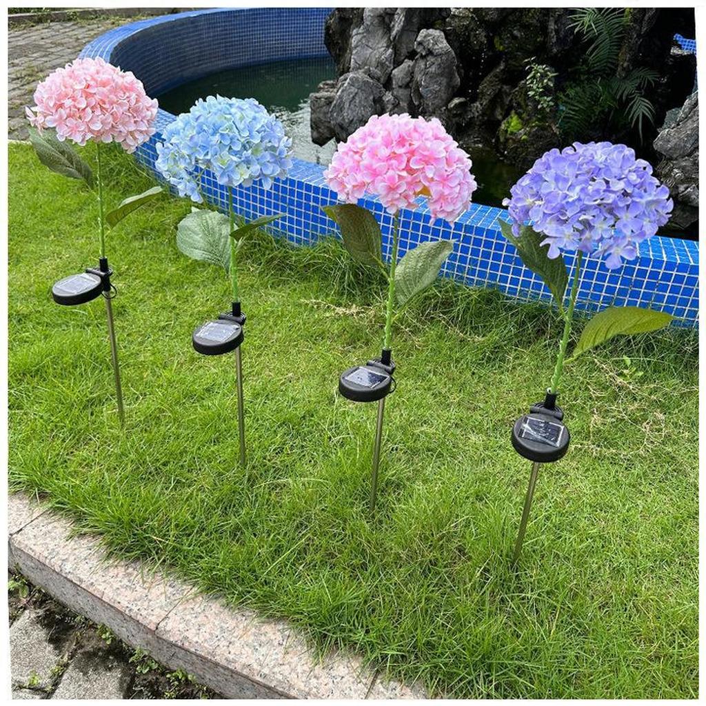 Solar Garden Lights, LED Stake Lamp, Villa Decorative Hydrangea Flower Lights, Creative Outdoor Lighting