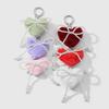 Simple Versatile Plush Heart Faux Pearl Bow Keychain Bag Charm