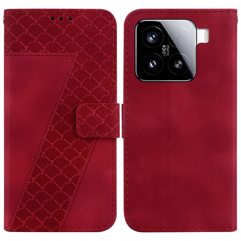 For Xiaomi 15 Stand Case 7-Shaped Pattern Imprint Leather Phone Cover