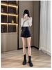 High-Waisted Leather Shorts for Women - 2026 New Style A-Line Slim Fit PU Wide-Leg Bootcut (Autumn/Winter) In Black