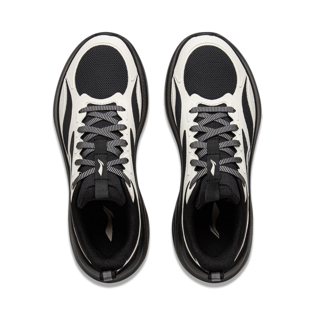 LiNing Lingbo V2 Dicke Sohle Erhöhte Höhe Weicher Rückprall Lässige Laufschuhe Damen Sneaker Beige Schwarz ARSV104-5