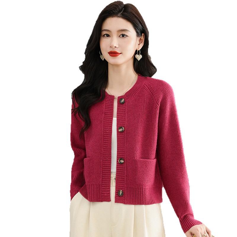 Damen Petit Rundhals Strick-Cardigan & Passendes Rock-Set - Einfarbig, Herbst/Winter Kollektion