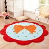 Cream Style Carpets for Living Room Pink Bow Bedroom Decor Plush Carpet Fluffy Soft Ins Girly Rug Home  Flower Shape Thicken Mat