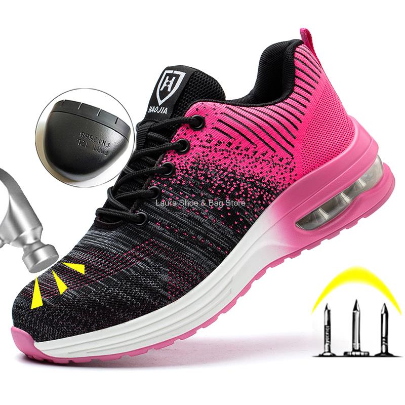 Mode Unisex Sicherheitsschuhe Männer Frauen Arbeit Sicherheitsstiefel Stahlkappe Kevlar Pannensichere Luftpolster Turnschuhe Mode Arbeitsschuhe Paar