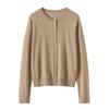 100 Worsted Wool Autumn New Solid Color Bag Button Crew Neck Knitted Cardigan Wool Knitted Cardigan
