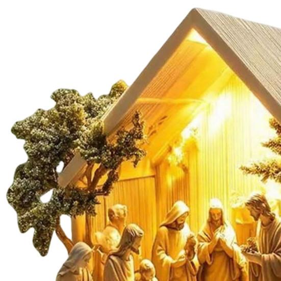 2D Flat Christmas Nativity Scene Tabletop Ornament Acrylic Desktop Display Centerpiece for Christian Table Shelf Mantel Fireplace Bedroom Office Decor