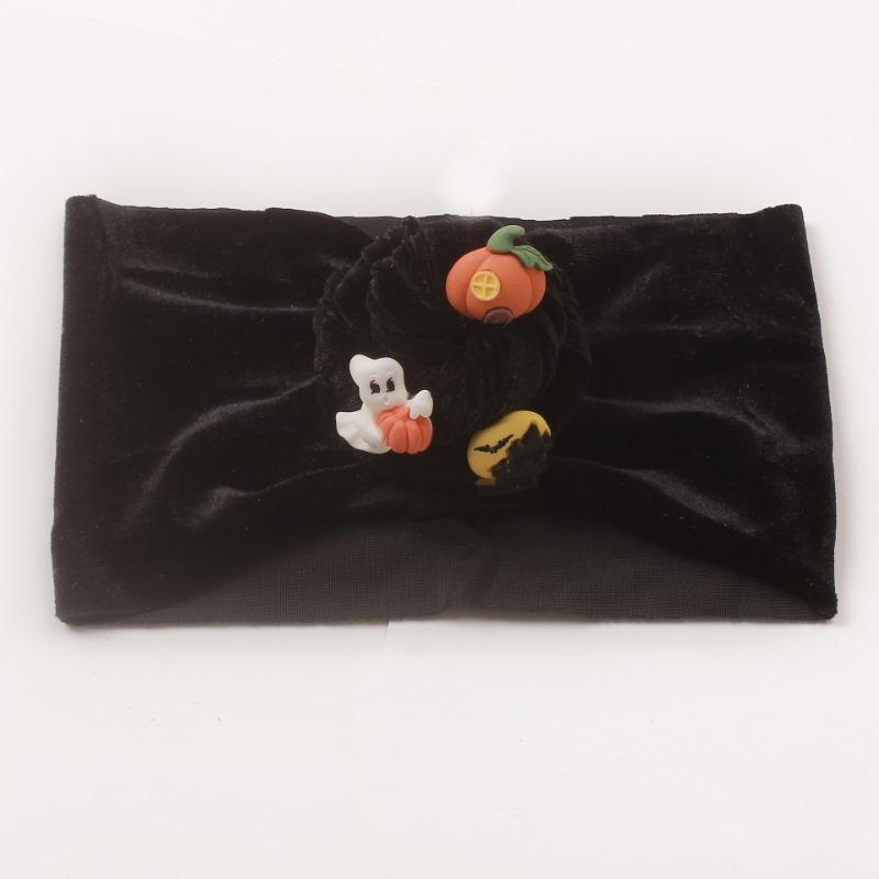 Halloween hair accessories children's pumpkin headband webbing bow golden velvet headband baby headband