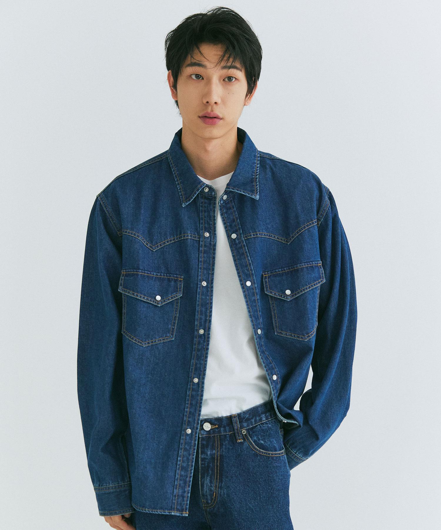 Field Walker Western Denim Shirts [Blue] Blue/M