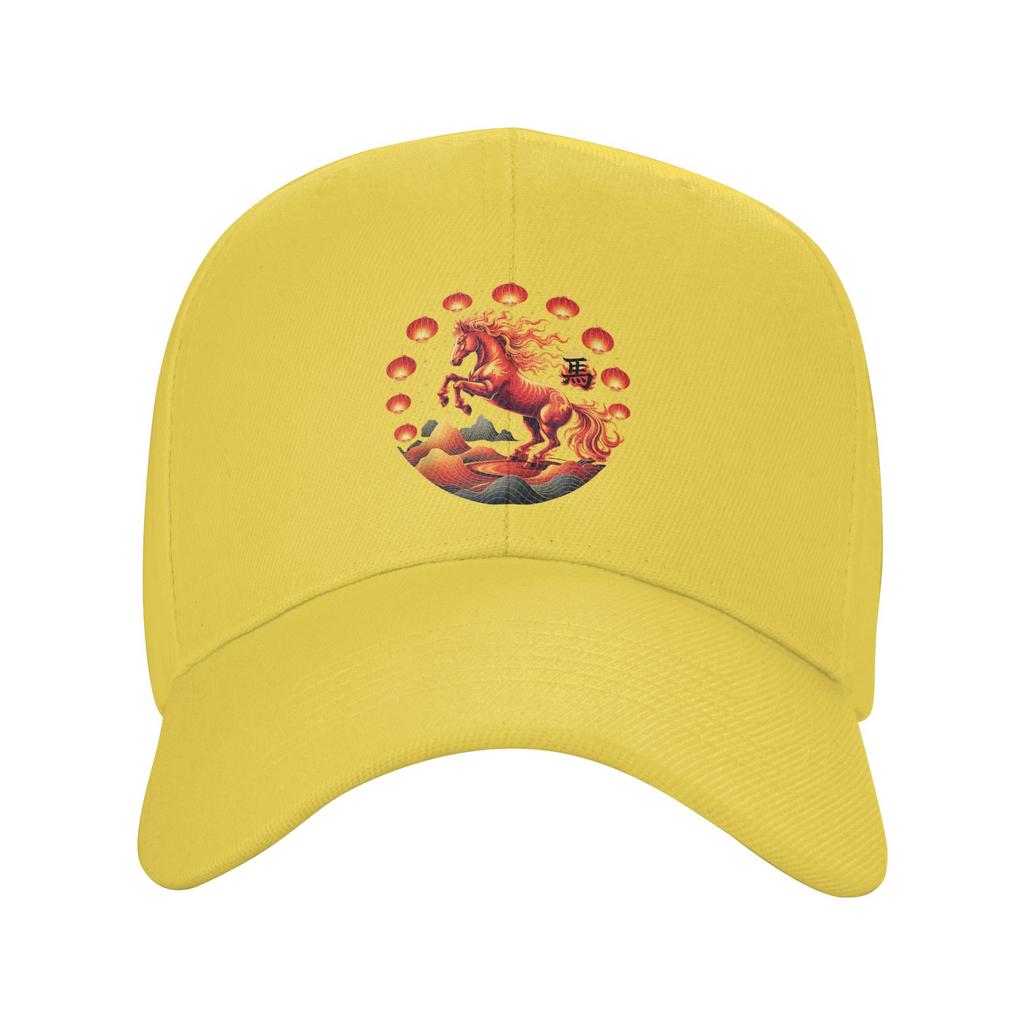 Fire Horse Chinese Zodiac Symbol 2026 Lunar New Year Baseball Cap Vintage Men Trucker Hat Design Outdoor Sport Baseball Caps