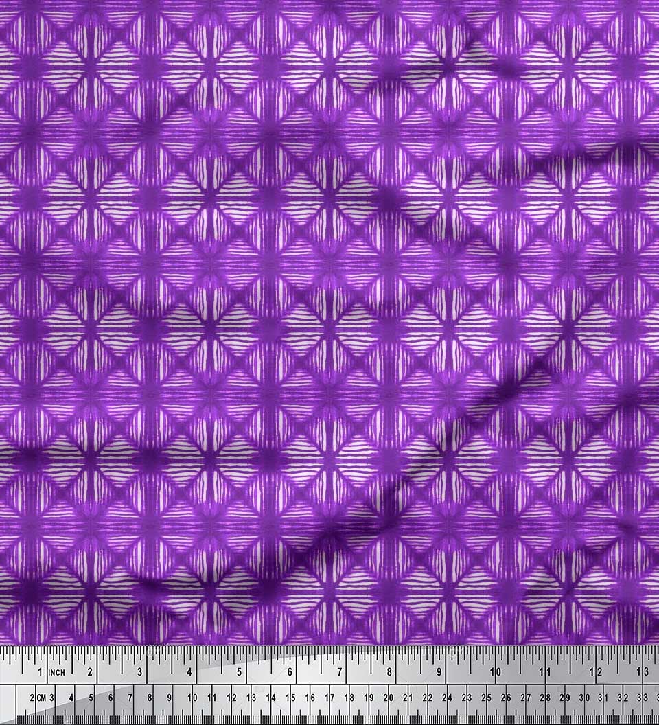 

Soimoi Pink Poly Crepe Fabric Geometric Tie-Dye Print Fabric by metre 42 Inch 42 Inch Wide - Poly Crepe фіолетовий