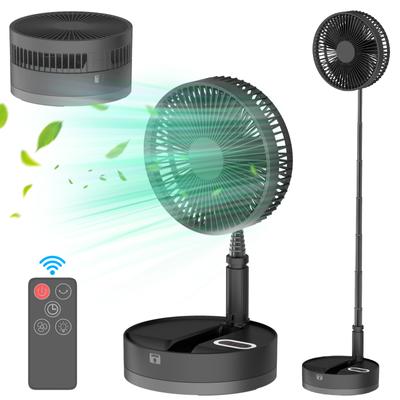 9-Zoll tragbarer Standventilator 10800mAh Typ-C wiederaufladbar Oszillierend Stehend LED-Licht Fernbedienung Teleskopisch 4 Geschwindigkeiten Timer