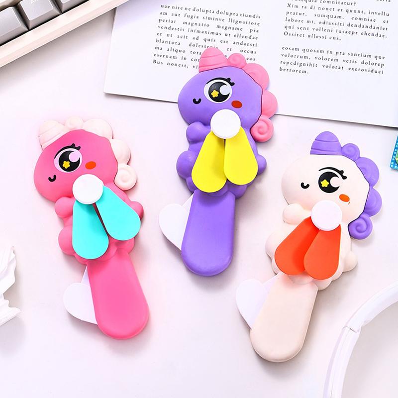 Random 1Pcs Mini Fan Cartoon Cute Ice Cream Cookies Mini Summer Portable Hand Pressure Fan Toys For Kids Adult Birthday Gift