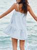 Women's Plaid A Line Mini Dress with Shoulder Straps Ruffle Hem and Side Pockets