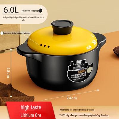 Sanjiaolong Kuaiyang 6L Ceramic Casserole Stew Pot