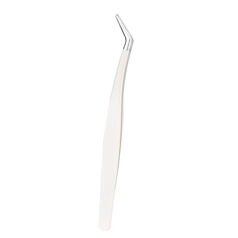

White Eyelash Extension Tweezers for Technicians - Precision Curler Tool for False Lashes