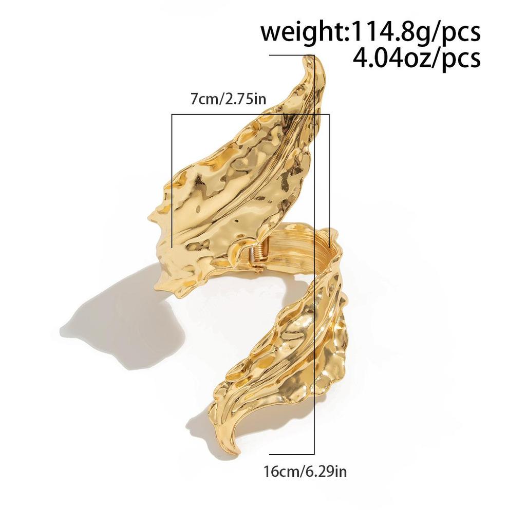 Liquid Exaggerated Twisted Leaf Bracelet Bangle Gold Silver Color Metallic Opening Bracelets for Women Girls Hip-hop Chunky Punk Jewelry