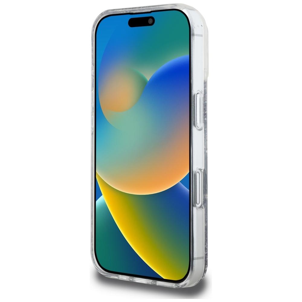 Guess Hc Resin Bottom Glitter Case For iPhone 16 Magsafe Silver