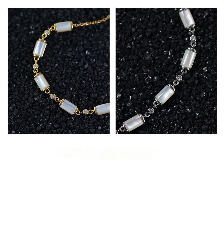 Retro Bamboo Forest Gold-Plated Bracelet: Exquisite White Shell Design for Women, Perfect for Spring and Summer.