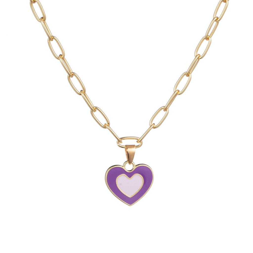 Stylish Heart Pendant Necklace In Multicolor With Elegant Design For Trendy Women Fashion Accessories