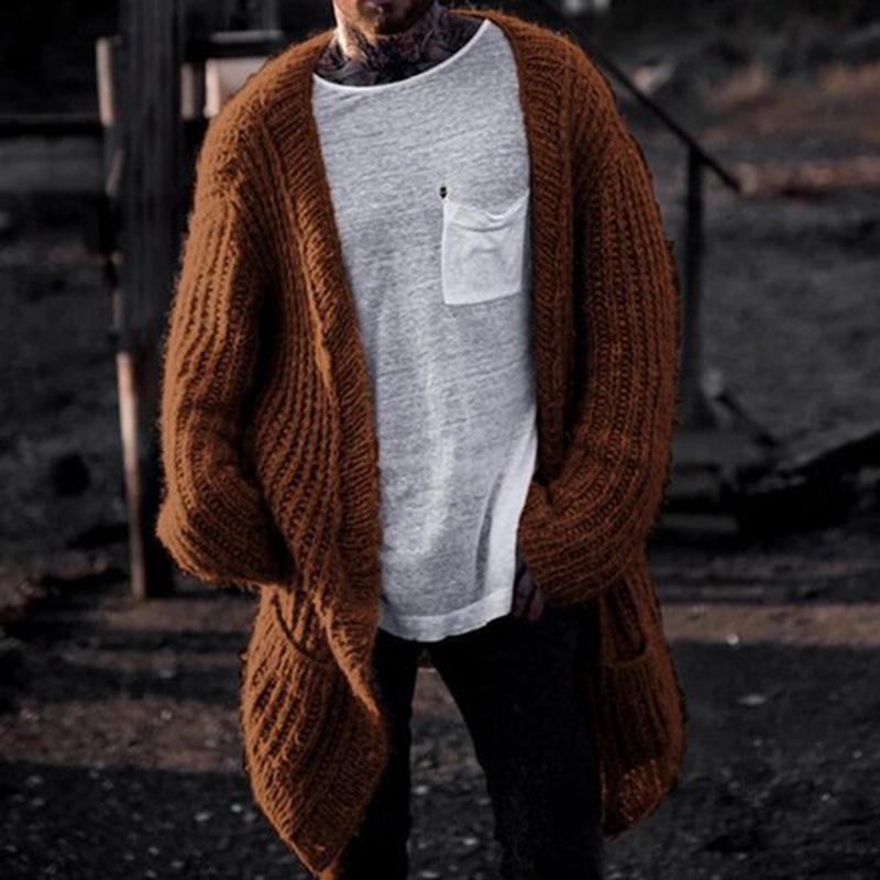 New Versatile Autumn And Winter Cardigan Men'S Retro Knitted Sweater Jacket Long Sleeved Heavy Jacquard Sweater