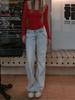 2000-talls lyseblå jeans med lav midje Ny kvinne Streetwear American Vintage denimbukser Dame Uformelt vasket rette pantalons Mujer