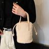 Foreign Plush Small Bag Women's 2025 Winter New Korean Version Ins Portable Bucket Bag Cute Shoulder Messenger Bag