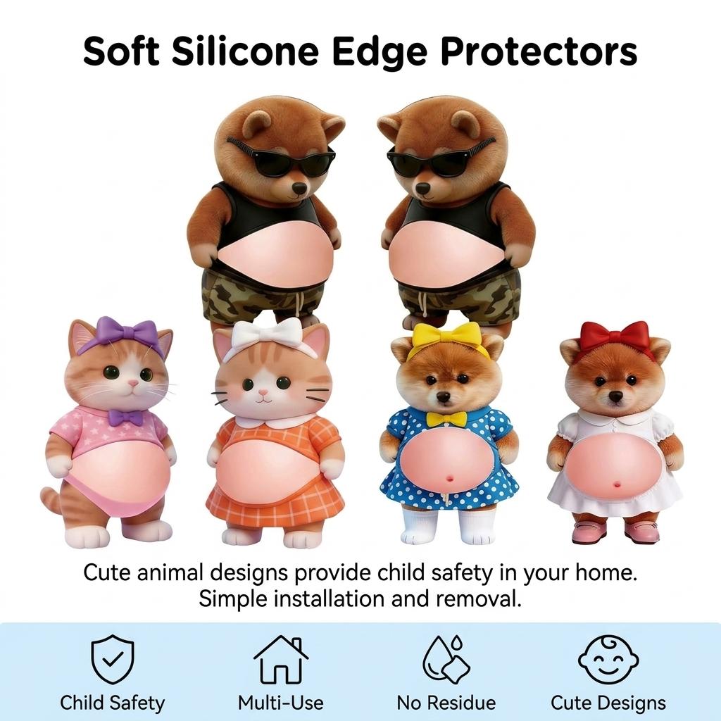 Silicone Car Interior Ornaments Door Stopper for Home Kids Baby Room Decorations Cute Animal Cat Dog Shaped Bumper