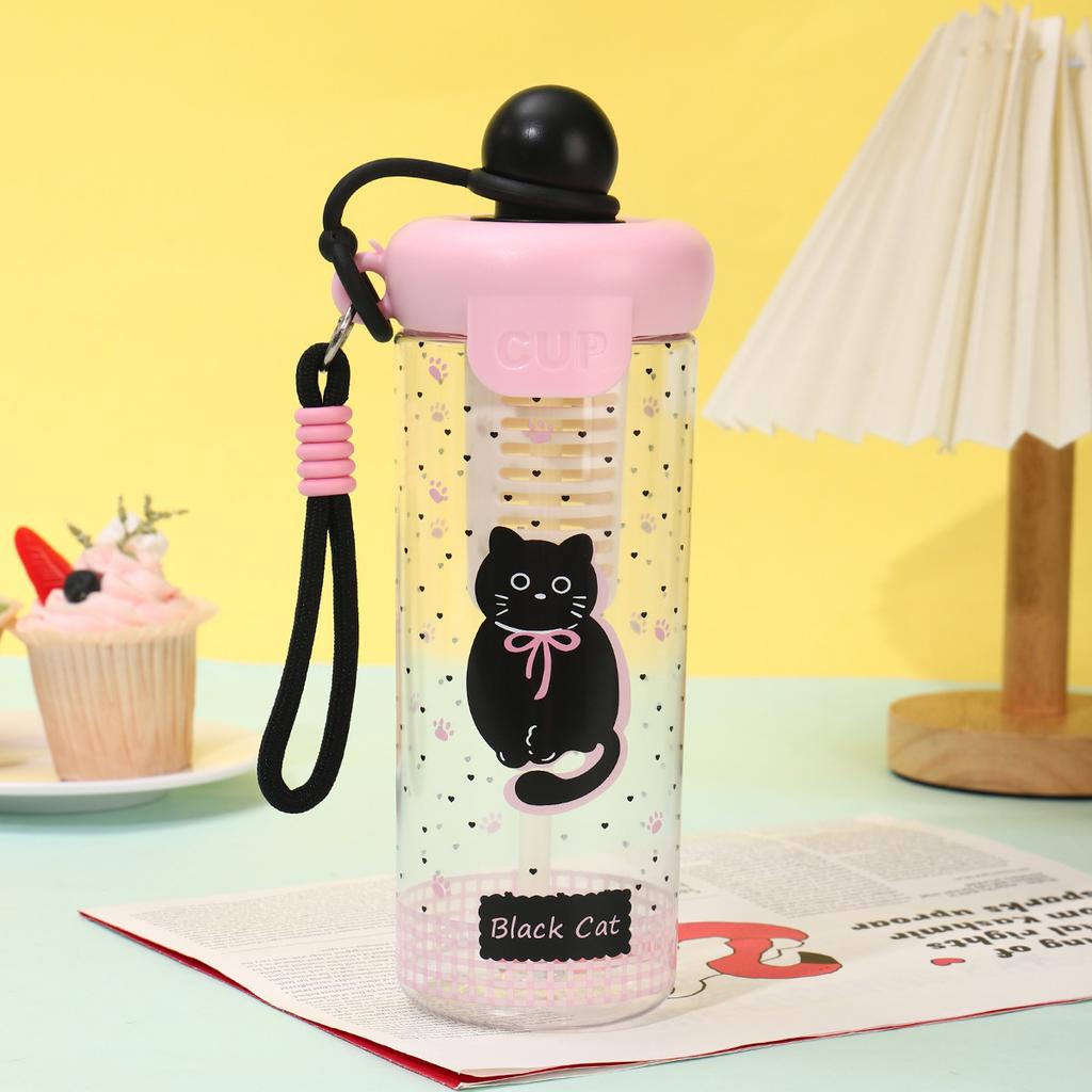 Water bottle fashion float straw cup large capacity tea separation plastic cup men and women travel portable accompanying cup