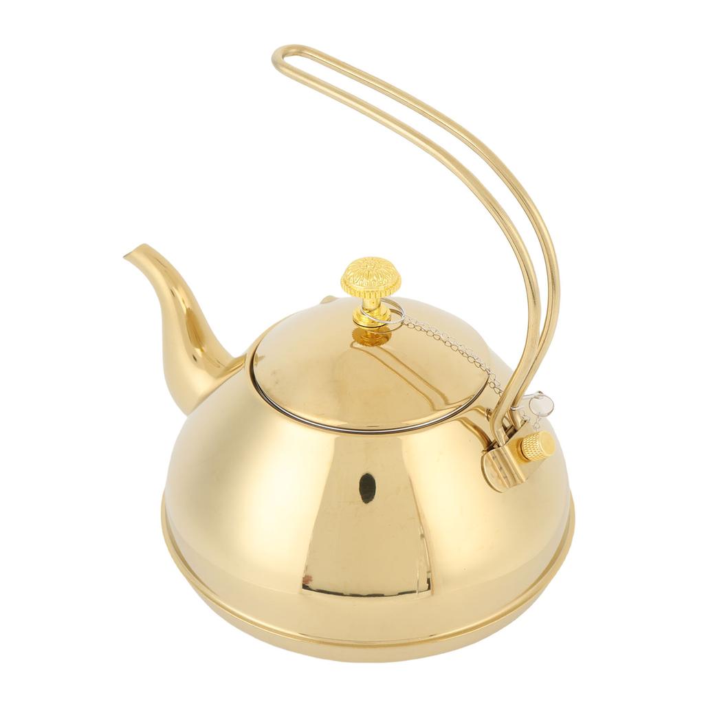 Gold 1.5L Stainless Steel Teapot Brewing Tea Kettle with Strainer for Restaurant and Home