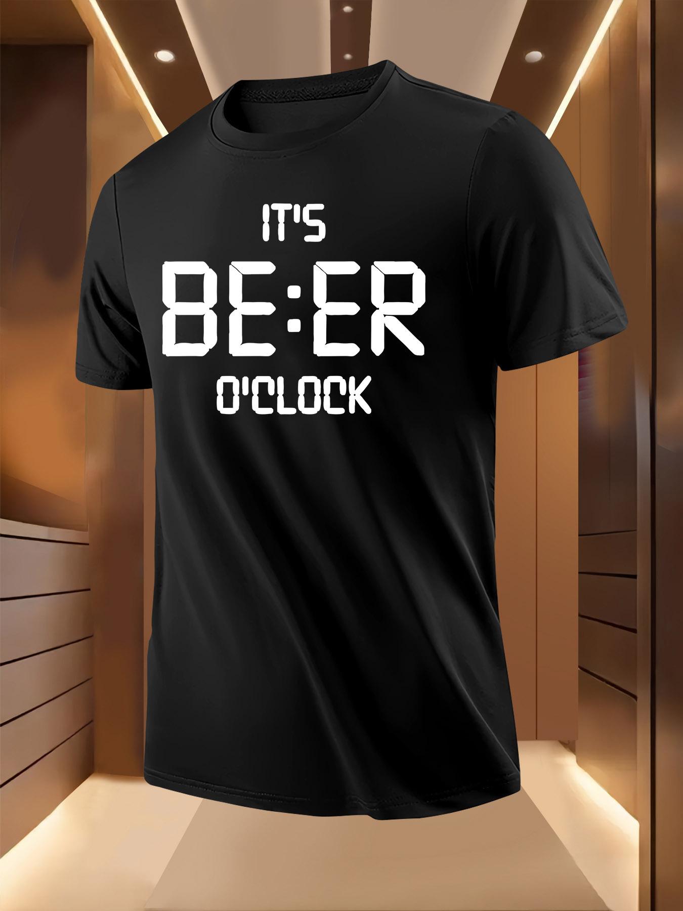 Funny Beer Clock Graphic Tshirt - Light Yellow Casual Tee... L