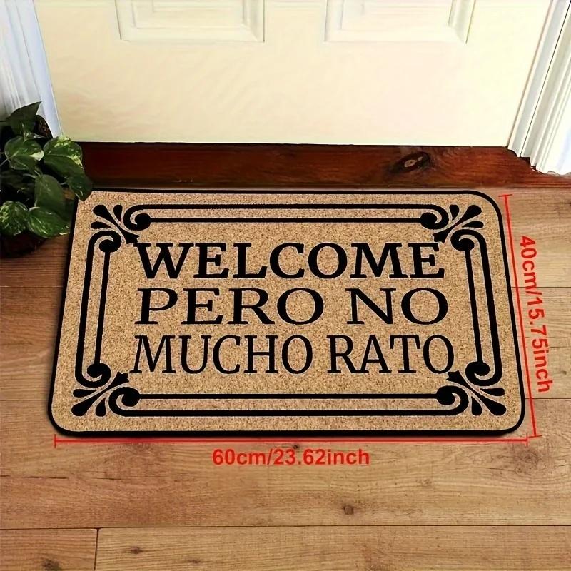 VIKAMA Vintage Spanischer Willkommens-Kokosfußmatte, Lustiger Text Anti-Rutsch-Eingangsmatte für Haustür Heimdekoration