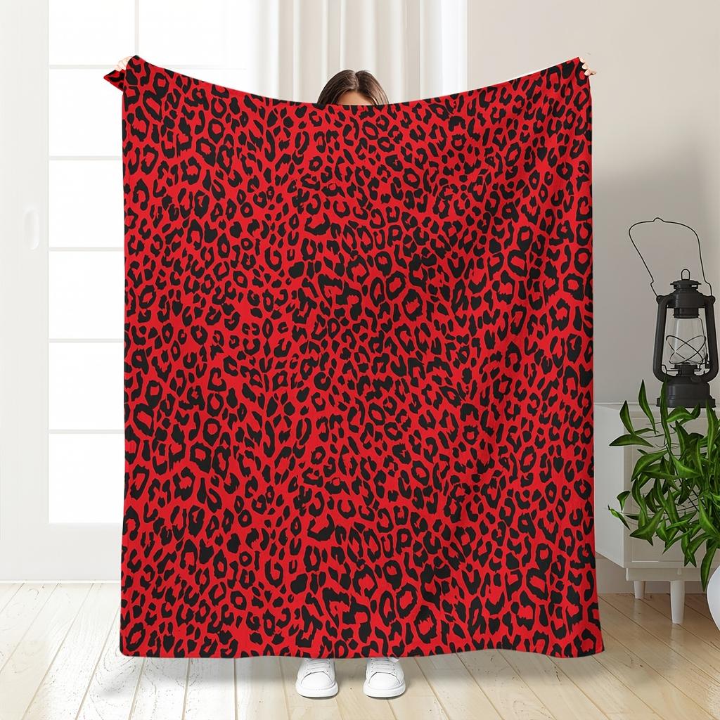 1 Pc Leopard Print Extra Soft Flannel Blanket Is Suitable for Bedrooms Living Rooms Camping Offices Comfortable Christmas Gift