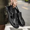 Men Sandals Handmade Leather Closed Toe Outdoor Roman Summer Walking Hiking Sandals Beach Shoes Plus Size
