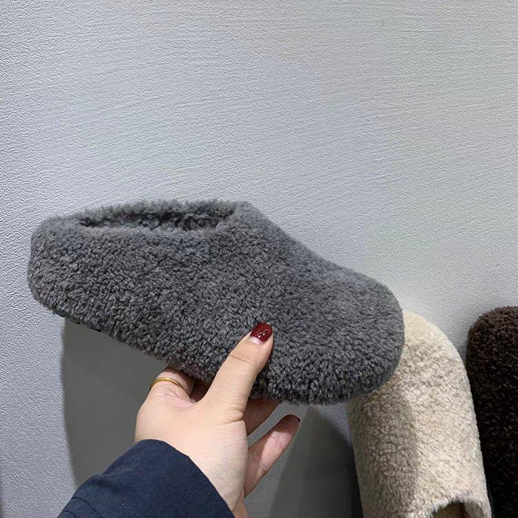 

New models in autumn and winter can be worn outside, baotou dragging lazy people with one foot, soft-soled cotton dragging fluffy slippers women 40 серый