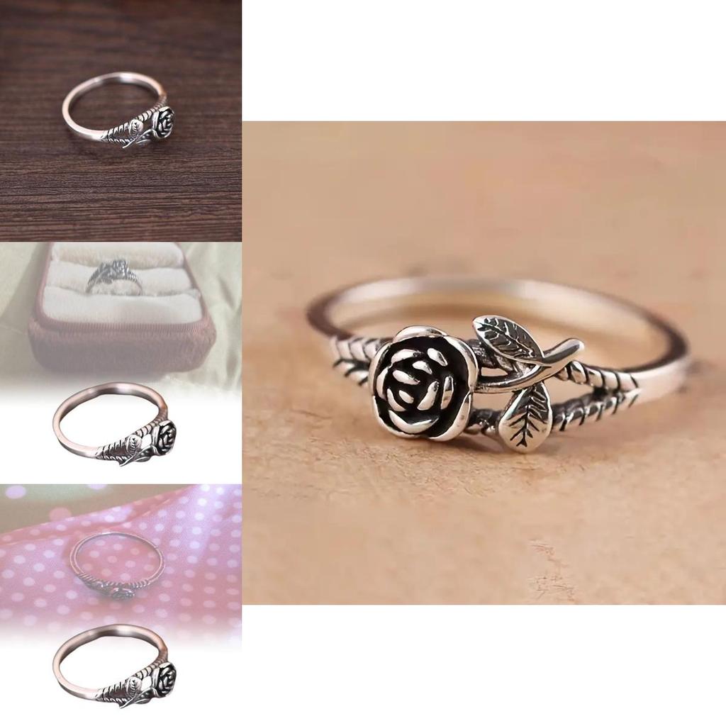 Chic Retro Gold And Silver Rose Rings Exquisite Floral Design For Women Alloy Material