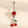 Stylish Fruit & Flower Enamel Belly Button Ring with Rhinestones - Cute Stainless Steel Piercing Accessory for Girls