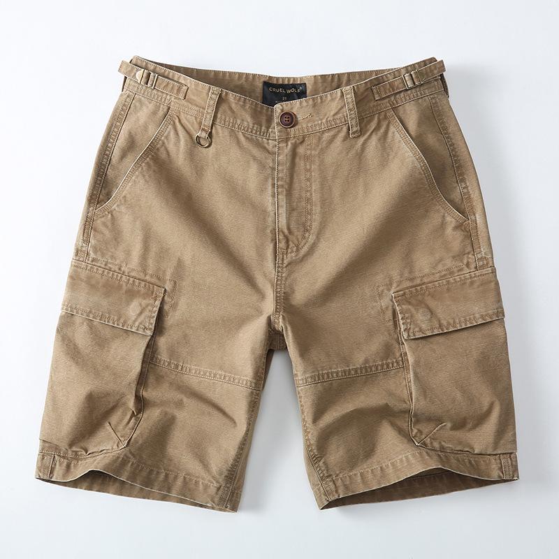 Ανδρικό Υψηλής Ποιότητας Σορτς Κάργκο Πέντε Σημείων Χαλαρής Γραμμής Στυλ Χονγκ Κονγκ με Μεγάλες Τσέπες